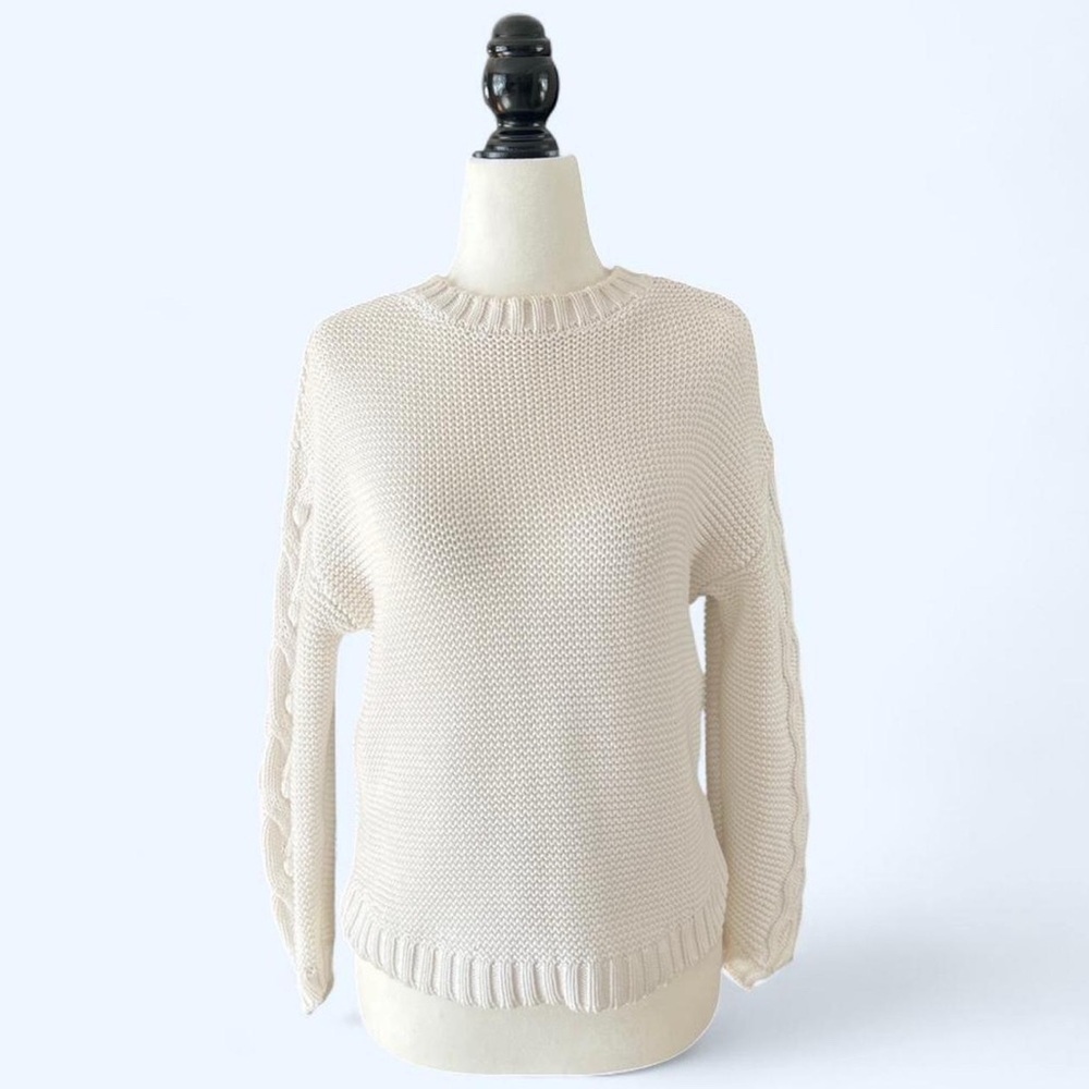 Thought Womens Cream‎ Oversized Cabincore Cottagecore Cable Knit Sweater 8